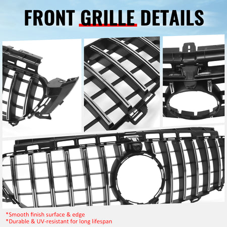 Fits 17-20 Benz E350 E400 E450 E43 GT Style Upper Grille Unpainted + Chrome ABS