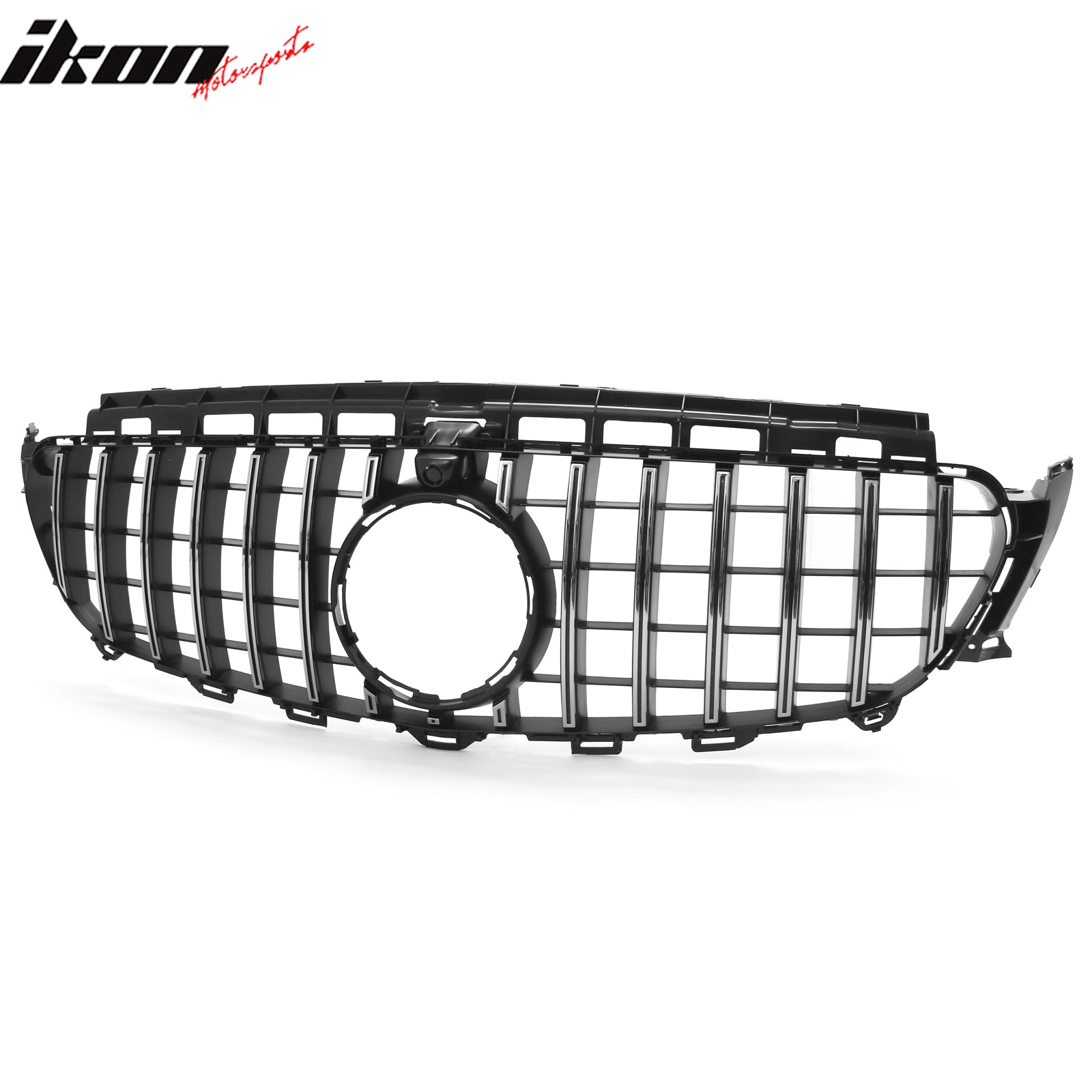 Fits 17-20 Benz E350 E400 E450 E43 GT Style Upper Grille Unpainted + Chrome ABS