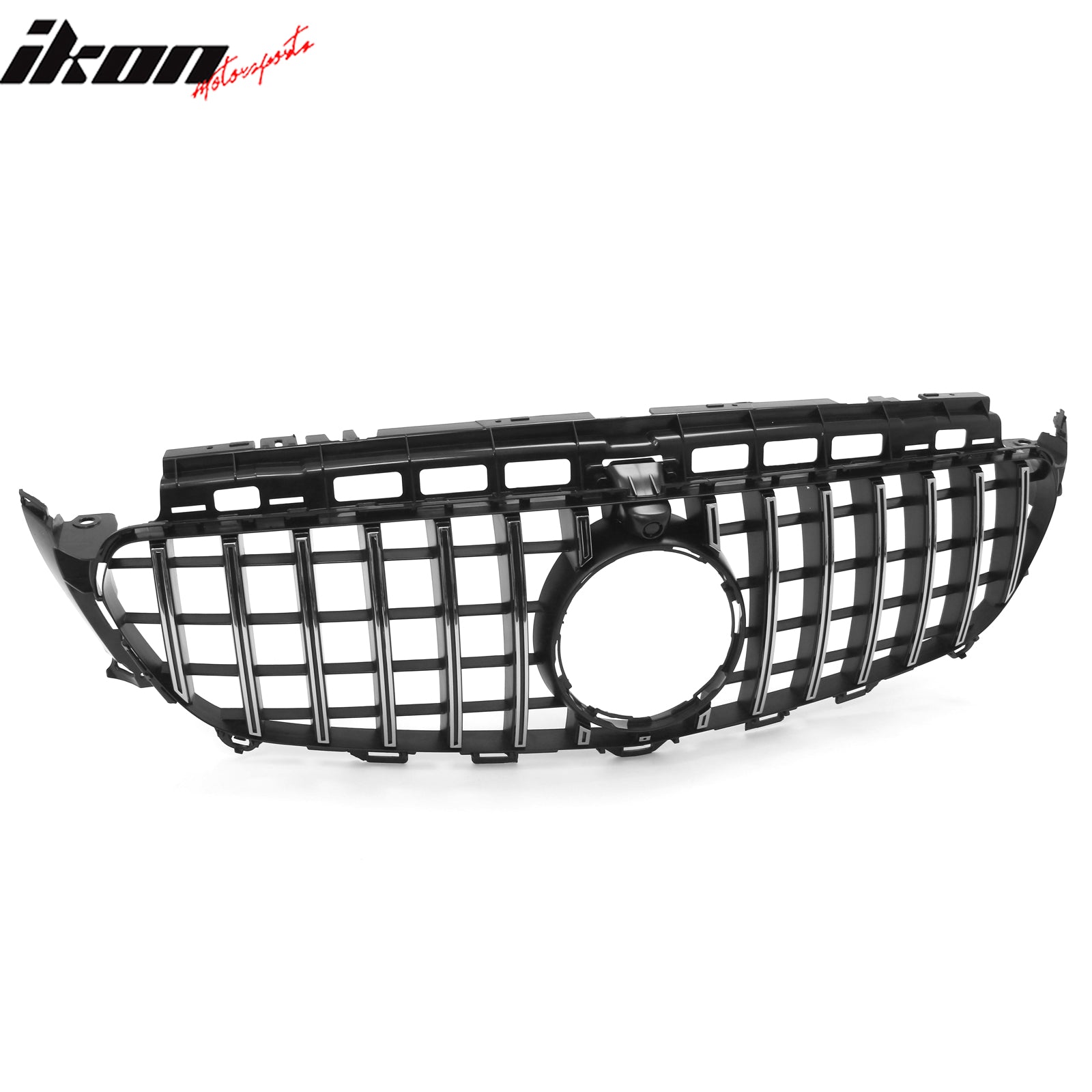 Fits 17-20 Benz E350 E400 E450 E43 GT Style Upper Grille Unpainted + Chrome ABS