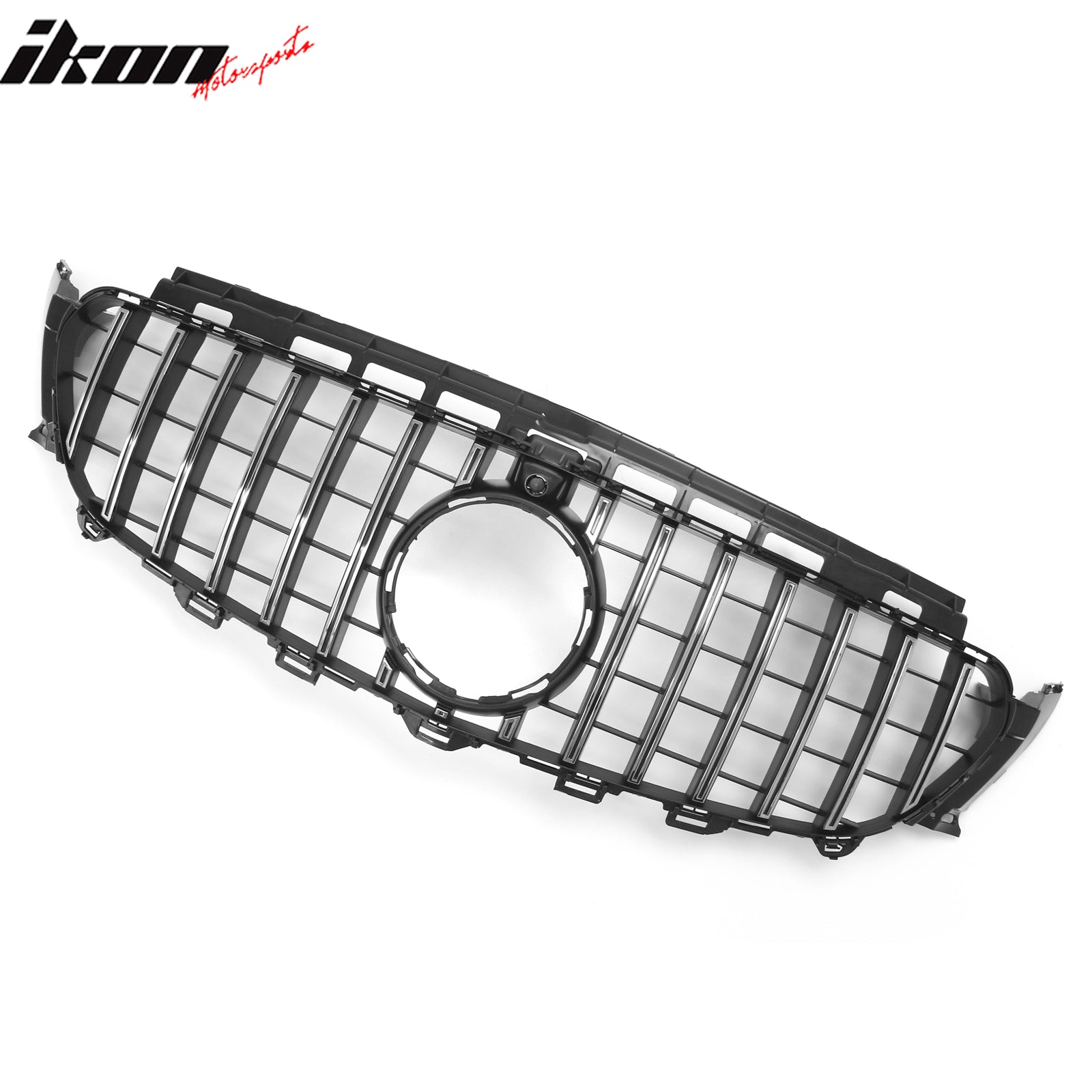 Fits 17-20 Benz E350 E400 E450 E43 GT Style Upper Grille Unpainted + Chrome ABS