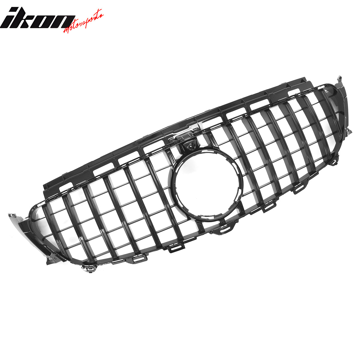 Fits 17-20 Benz E350 E400 E450 E43 GT Style Front Upper Grille Gloss Black ABS