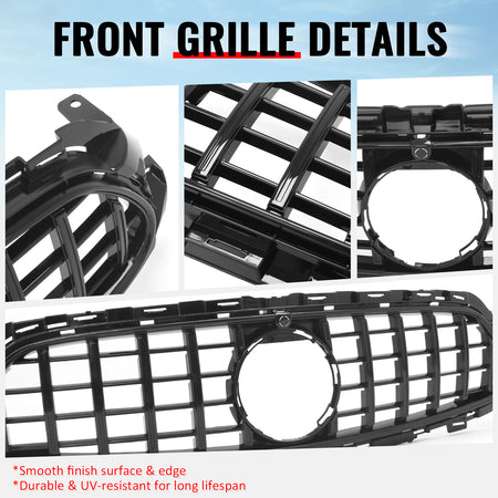 Fits 21-23 Benz E-Class E350 E450 GT Style Front Upper Grille Gloss Black ABS