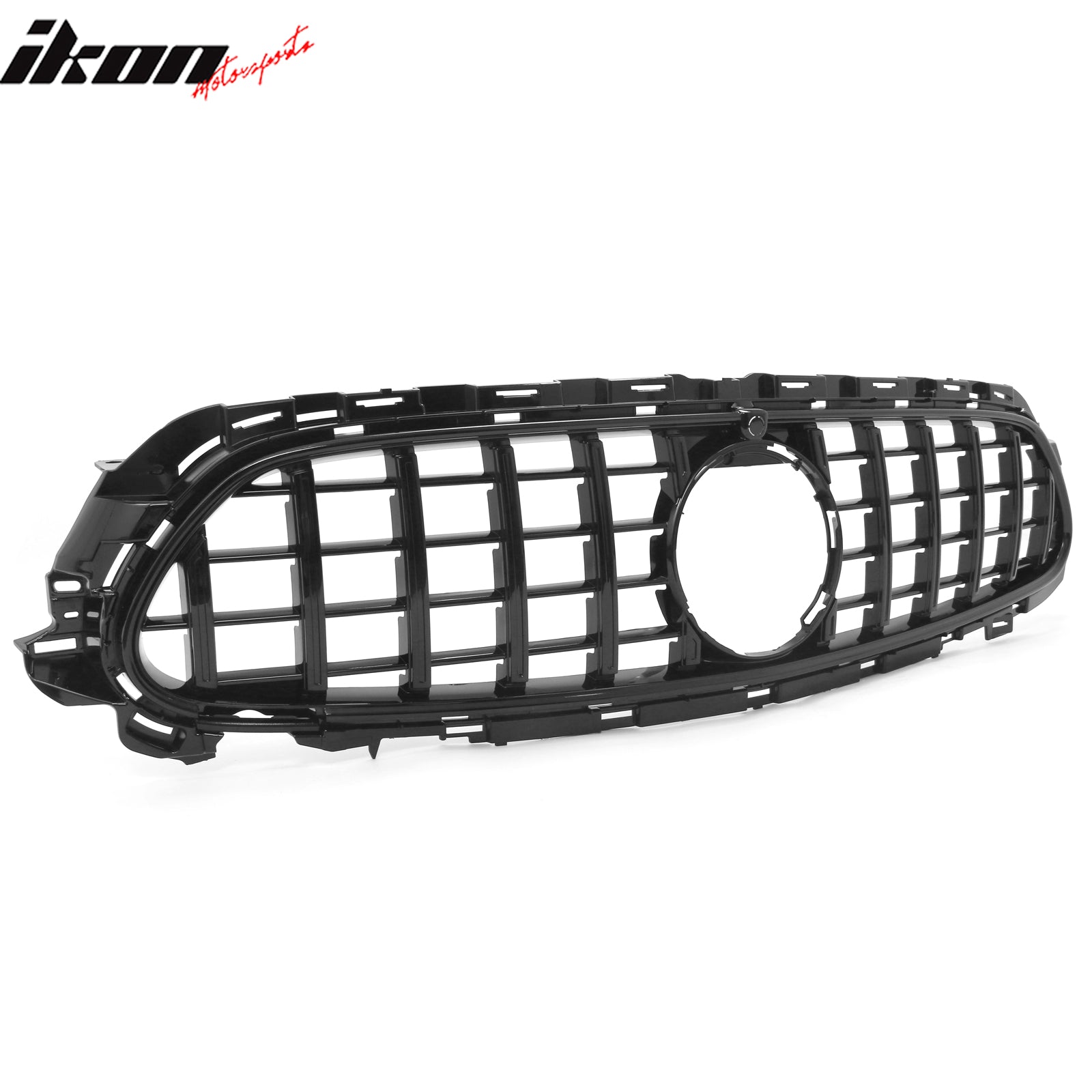 Fits 21-23 Benz E-Class E350 E450 GT Style Front Upper Grille Gloss Black ABS