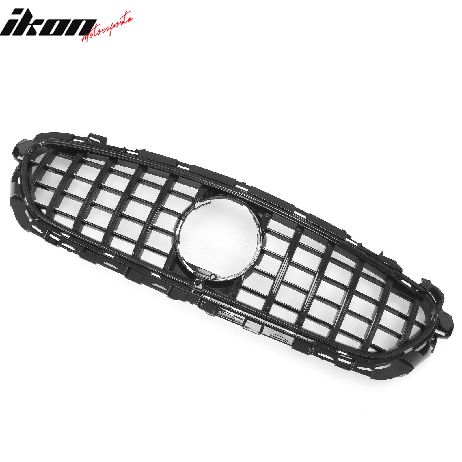 Fits 21-23 Benz E-Class E350 E450 GT Style Front Upper Grille Gloss Black ABS