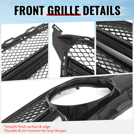 Fits 15-18 Benz C350e C450 AMG W205 C63 Style Front Upper Grille Gloss Black ABS