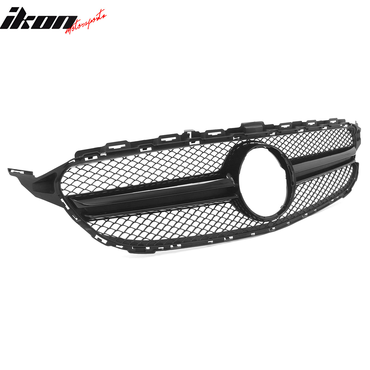 Fits 15-18 Benz C350e C450 AMG W205 C63 Style Front Upper Grille Gloss Black ABS