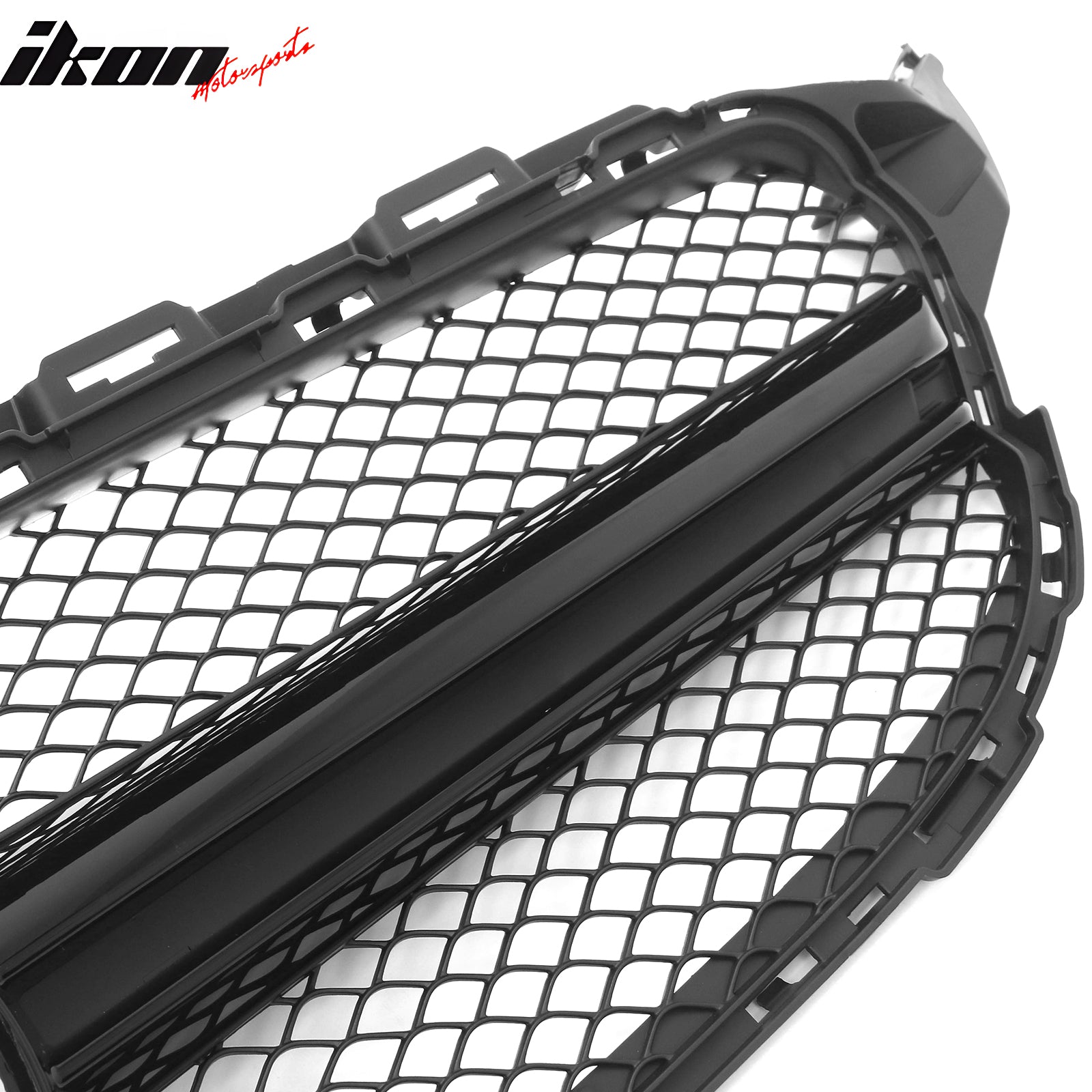 Fits 15-18 Benz C350e C450 AMG W205 C63 Style Front Upper Grille Gloss Black ABS