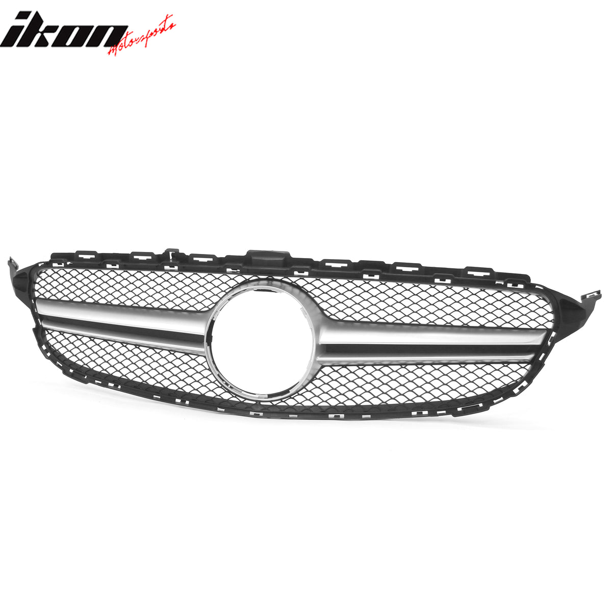 For 15-18 Benz C300 C450 AMG W205 C63 Front Upper Grille Primer Black Silver ABS