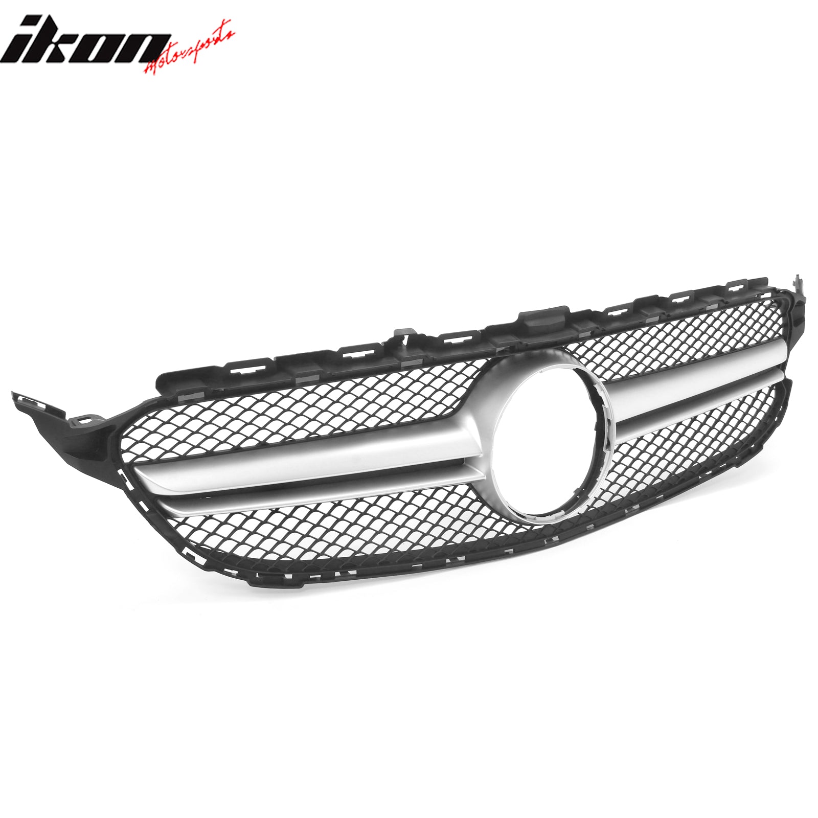 For 15-18 Benz C300 C450 AMG W205 C63 Front Upper Grille Primer Black Silver ABS