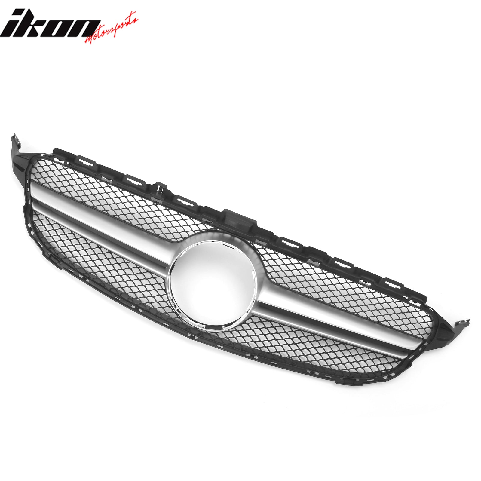 For 15-18 Benz C300 C450 AMG W205 C63 Front Upper Grille Primer Black Silver ABS