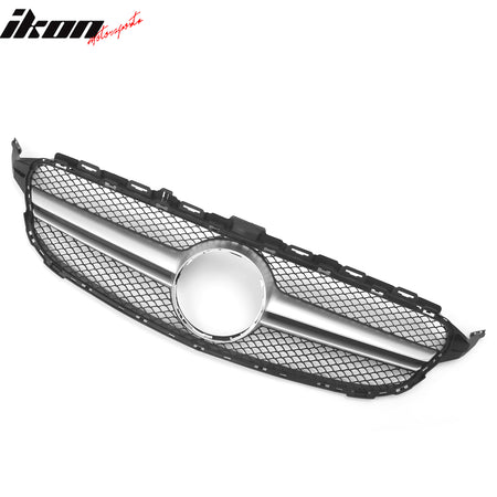 For 15-18 Benz C300 C450 AMG W205 C63 Front Upper Grille Primer Black Silver ABS