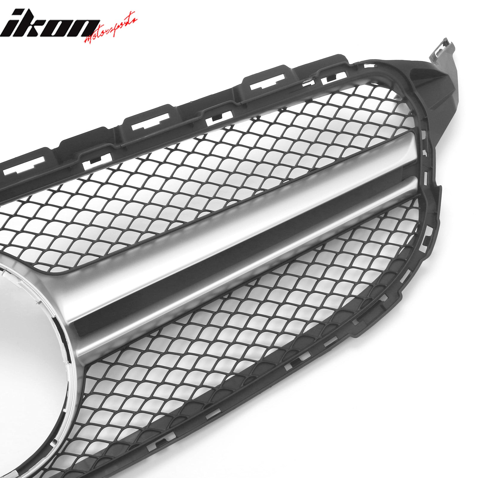 For 15-18 Benz C300 C450 AMG W205 C63 Front Upper Grille Primer Black Silver ABS