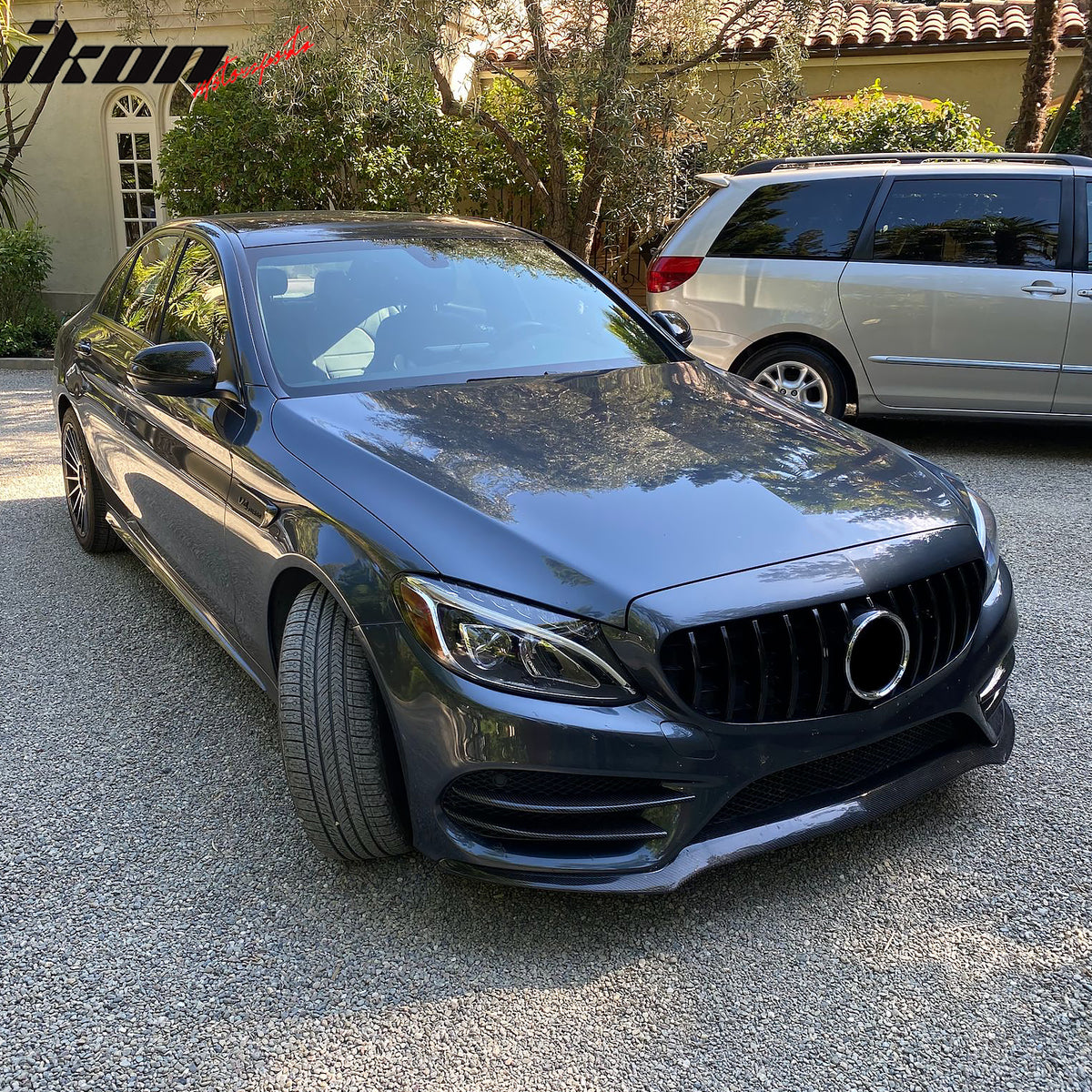 Fits 15-18 Benz W205 C350e C450 AMG GT Style Front Upper Grille Gloss Black ABS