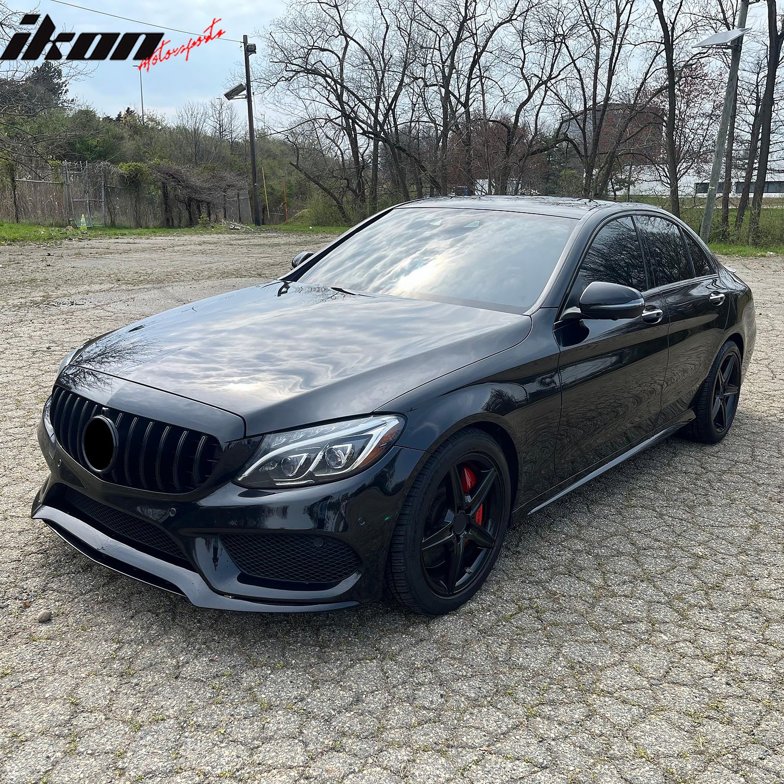 Fits 15-18 Benz W205 C350e C450 AMG GT Style Front Upper Grille Gloss Black ABS