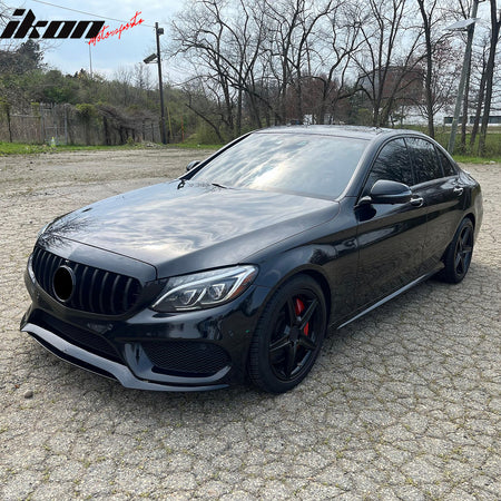 Fits 15-18 Benz W205 C350e C450 AMG GT Style Front Upper Grille Gloss Black ABS