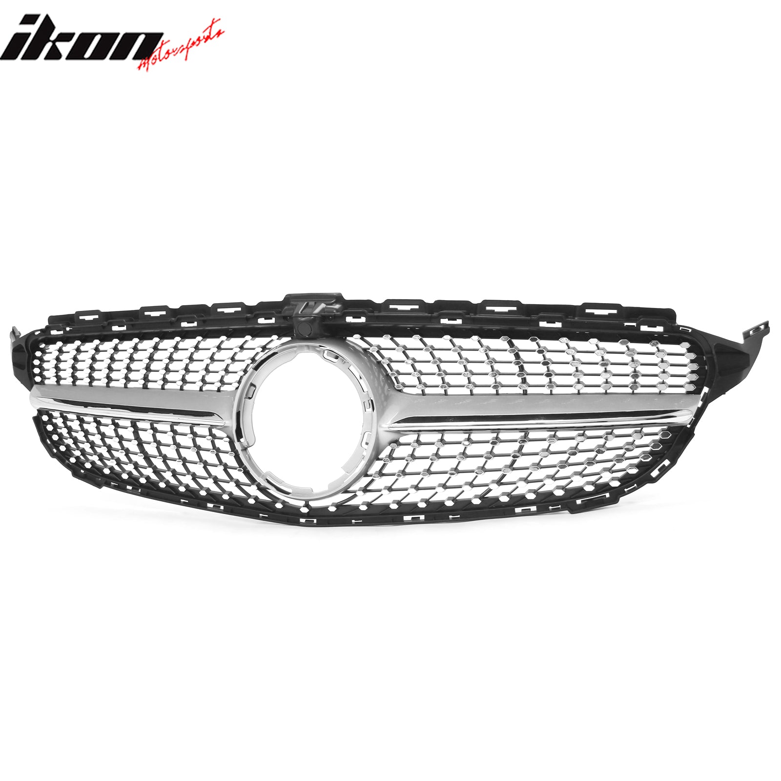 Fits 19-21 Benz W205 C300 C43 AMG Diamond Front Upper Grille Unpainted & Chrome