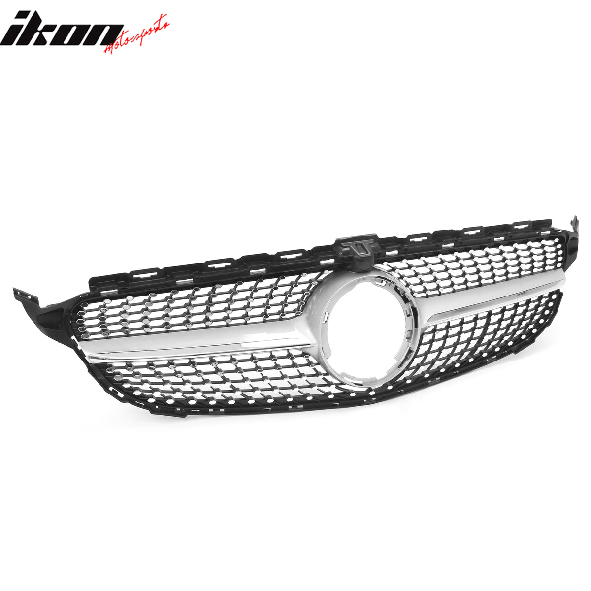 Fits 19-21 Benz W205 C300 C43 AMG Diamond Front Upper Grille Unpainted & Chrome