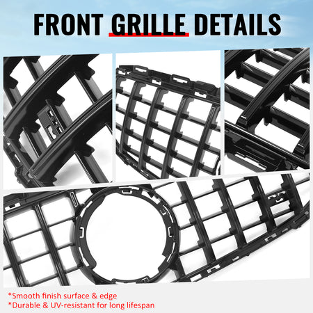 Fits 19-21 Benz W205 C300 C43 AMG GT Style Front Upper Grille Gloss Black ABS