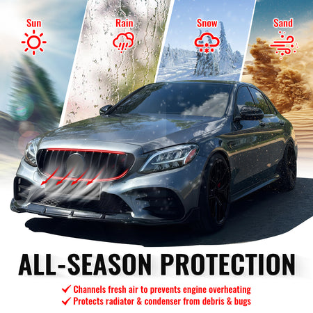 Fits 19-21 Benz W205 C300 C43 AMG GT Style Front Upper Grille Gloss Black ABS