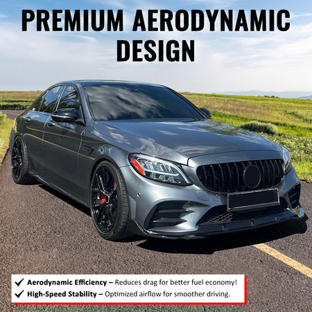 Fits 19-21 Benz W205 C300 C43 AMG GT Style Front Upper Grille Gloss Black ABS