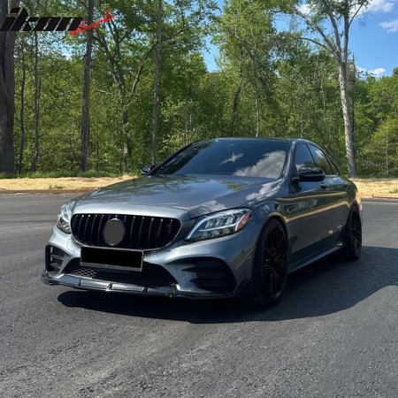 Fits 19-21 Benz W205 C300 C43 AMG GT Style Front Upper Grille Gloss Black ABS