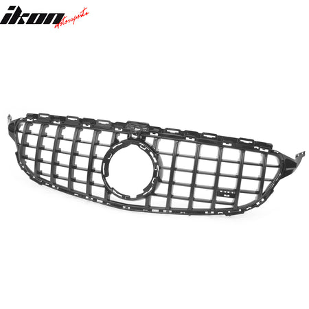 Fits 19-21 Benz W205 C300 C43 AMG GT Style Front Upper Grille Gloss Black ABS