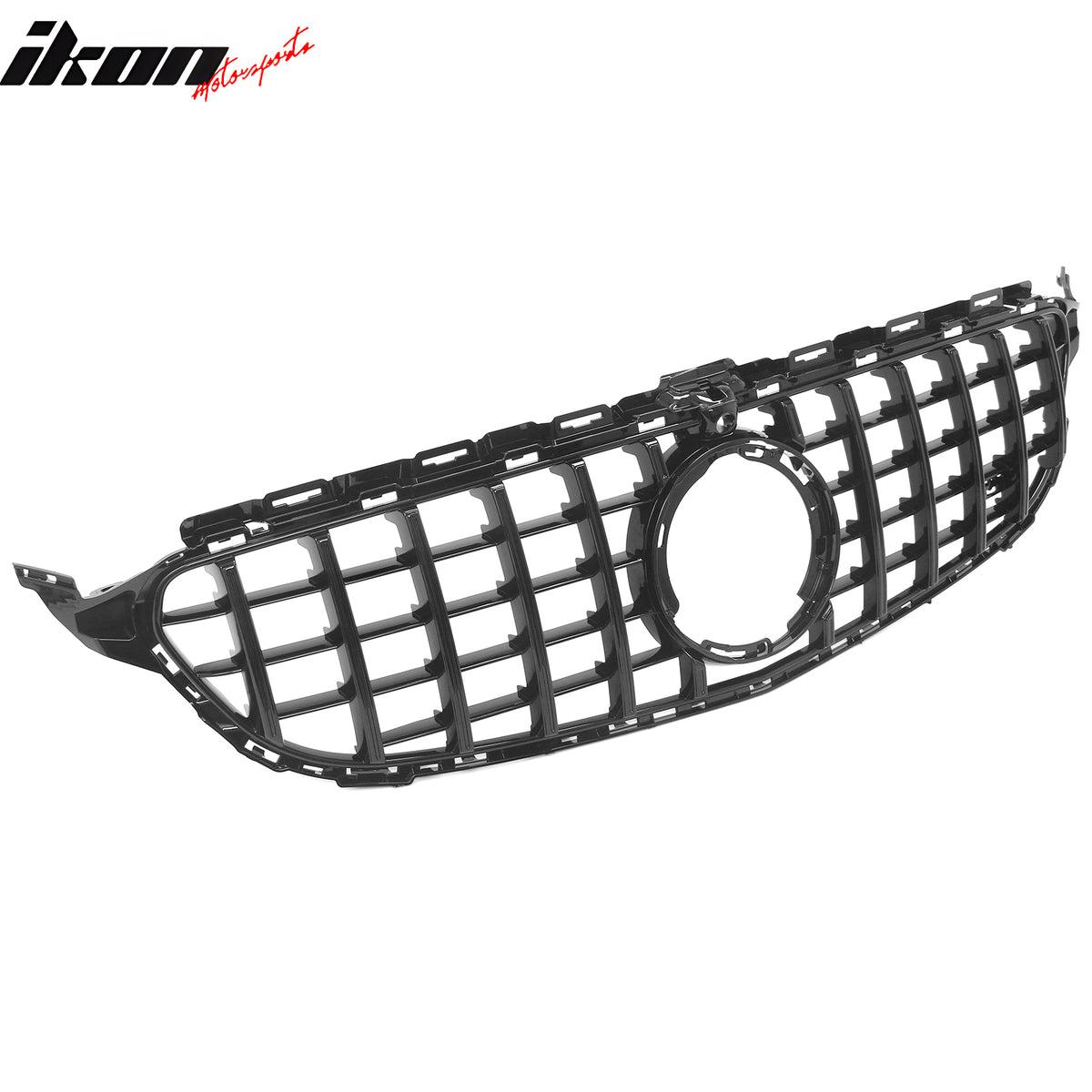 Fits 19-21 Benz W205 C300 C43 AMG GT Style Front Upper Grille Gloss Black ABS