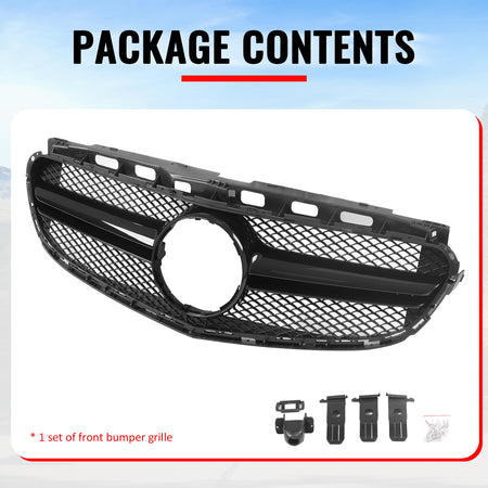 Fits 14-16 Benz E-Class W212 S212 E63 Style Front Upper Grille W/Gloss Black Bar