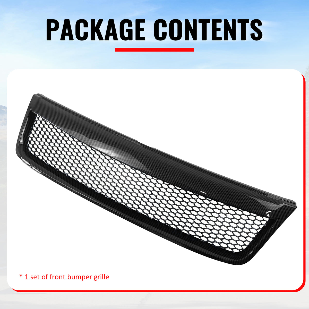 Fits 09-13 Subaru Forester Carbon Fiber Print Honeycomb Style Upper Grille ABS