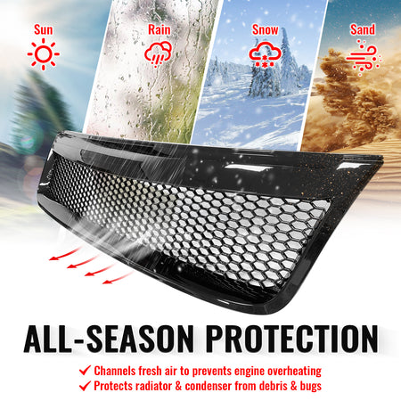 Fits 09-13 Subaru Forester Gloss Black Honeycomb Style Front Upper Grille ABS