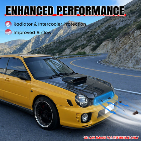 For 02-03 Subaru Impreza Gloss Black WRX STI Mesh Style Upper Grille w/LED Light