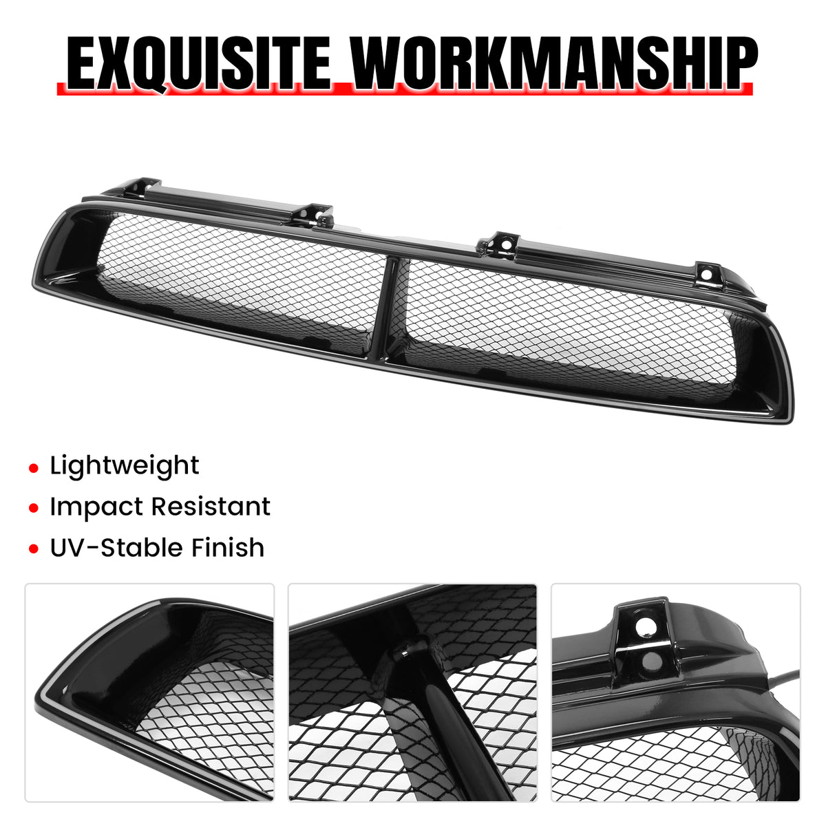 For 02-03 Subaru Impreza Gloss Black WRX STI Mesh Style Upper Grille w/LED Light