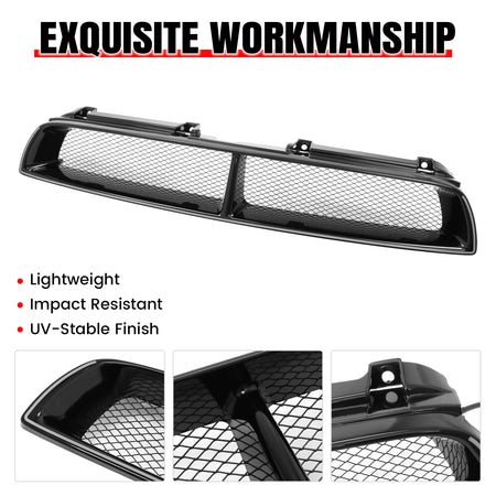 For 02-03 Subaru Impreza Gloss Black WRX STI Mesh Style Upper Grille w/LED Light