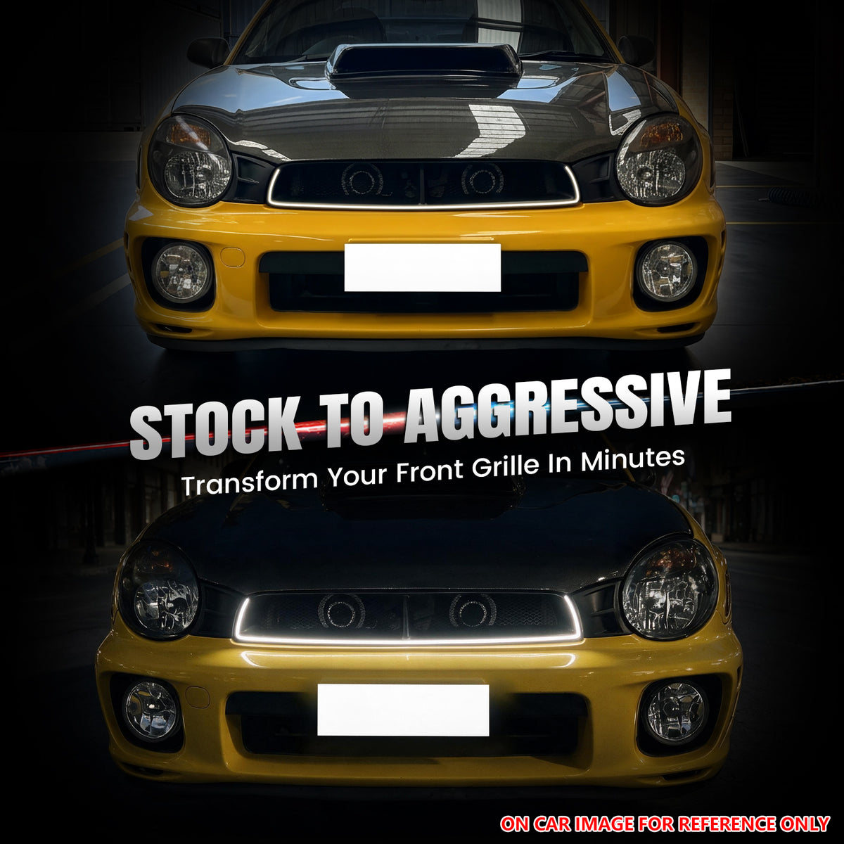For 02-03 Subaru Impreza Gloss Black WRX STI Mesh Style Upper Grille w/LED Light
