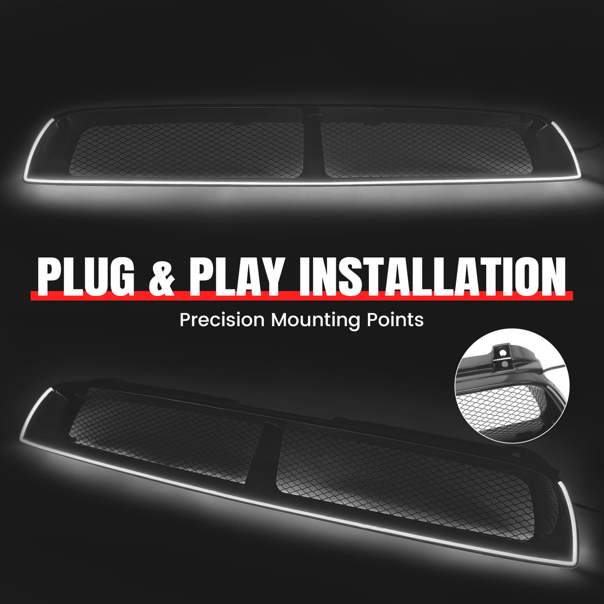 For 02-03 Subaru Impreza Gloss Black WRX STI Mesh Style Upper Grille w/LED Light