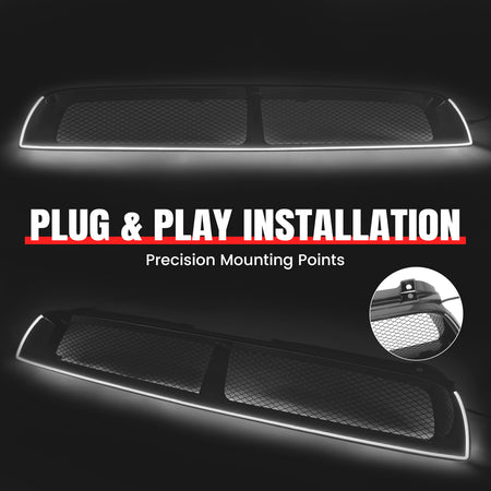 For 02-03 Subaru Impreza Gloss Black WRX STI Mesh Style Upper Grille w/LED Light