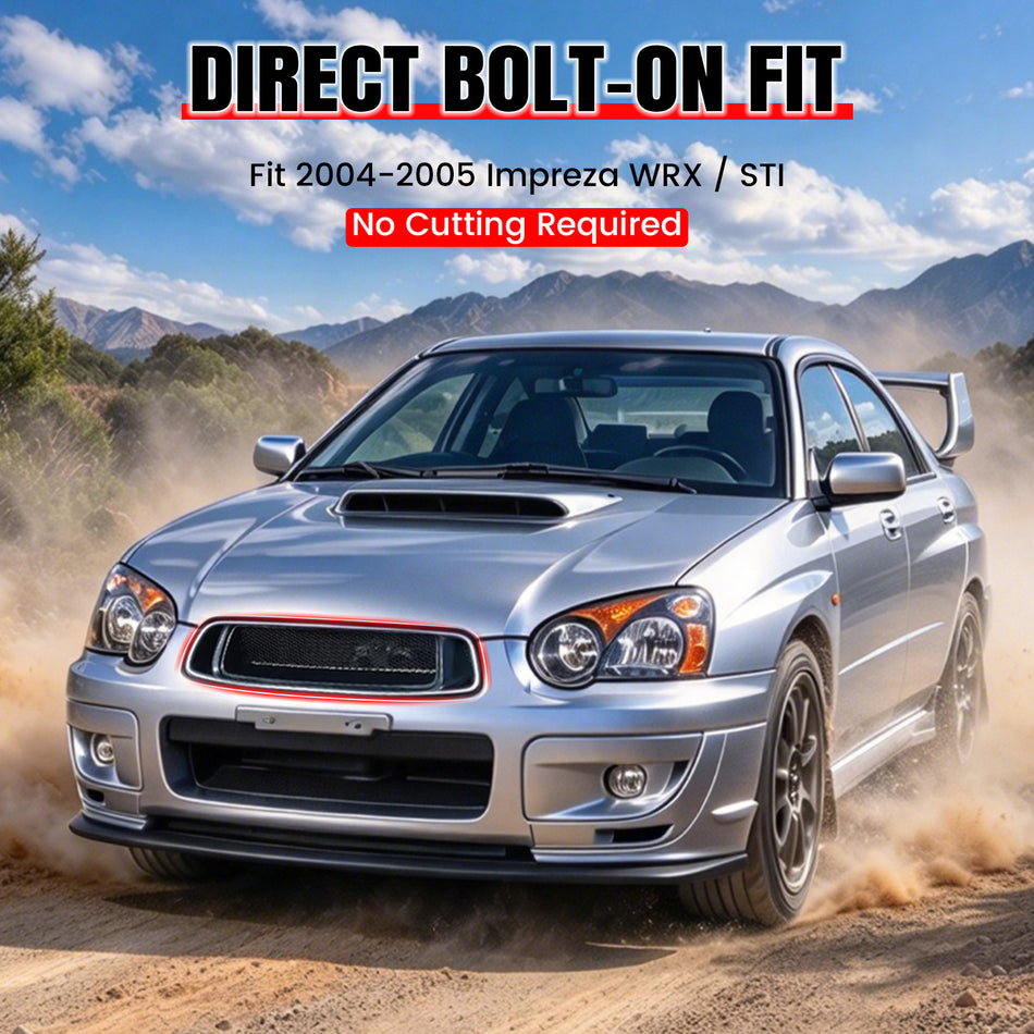 Fit 2004-2005 Subaru Impreza Front Upper Grille W/ Light WRX STI Mesh Style