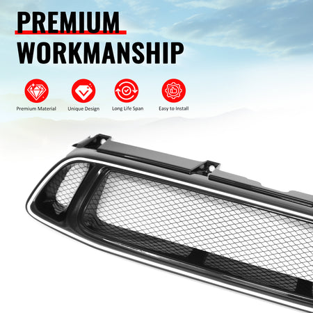 For 04-05 Subaru Impreza WRX STI Mesh Style Hood Upper Grille W/ LED Light Black
