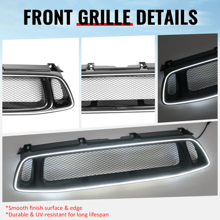 For 04-05 Subaru Impreza WRX STI Mesh Style Hood Upper Grille W/ LED Light Black