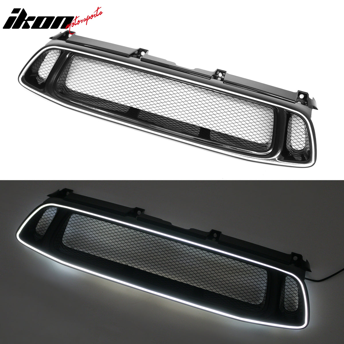 For 04-05 Subaru Impreza WRX STI Mesh Style Hood Upper Grille W/ LED Light Black