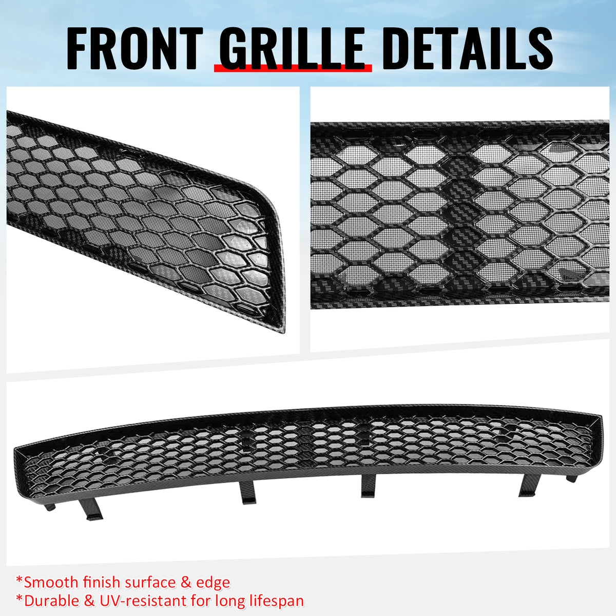 Fits 08-10 Subaru Impreza WRX STI Honeycomb Style Lower Grille Carbon Fiber Look