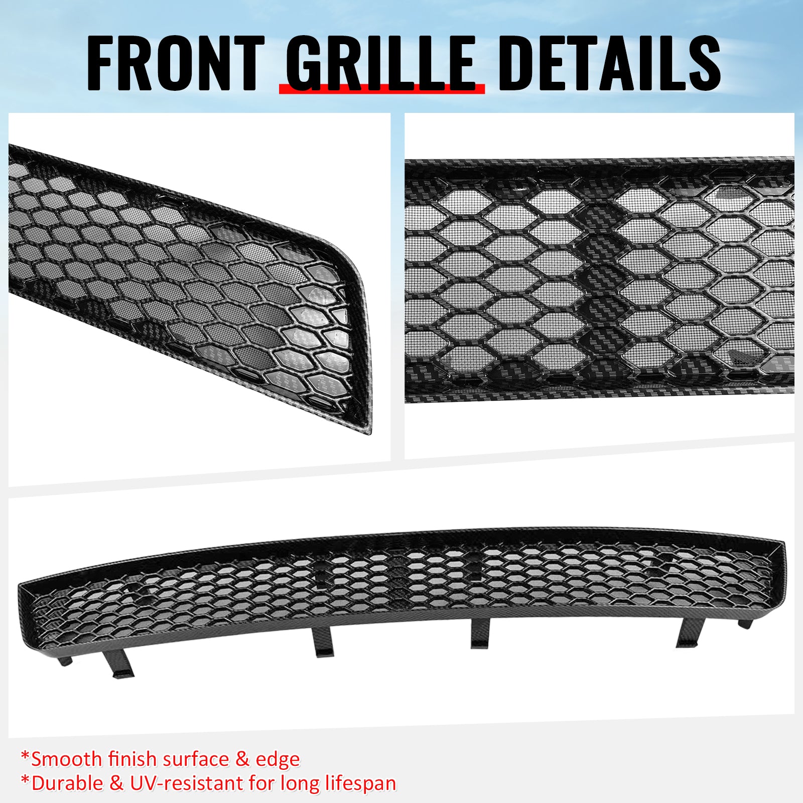 Fits 08-10 Subaru Impreza WRX STI Honeycomb Style Lower Grille Carbon Fiber Look