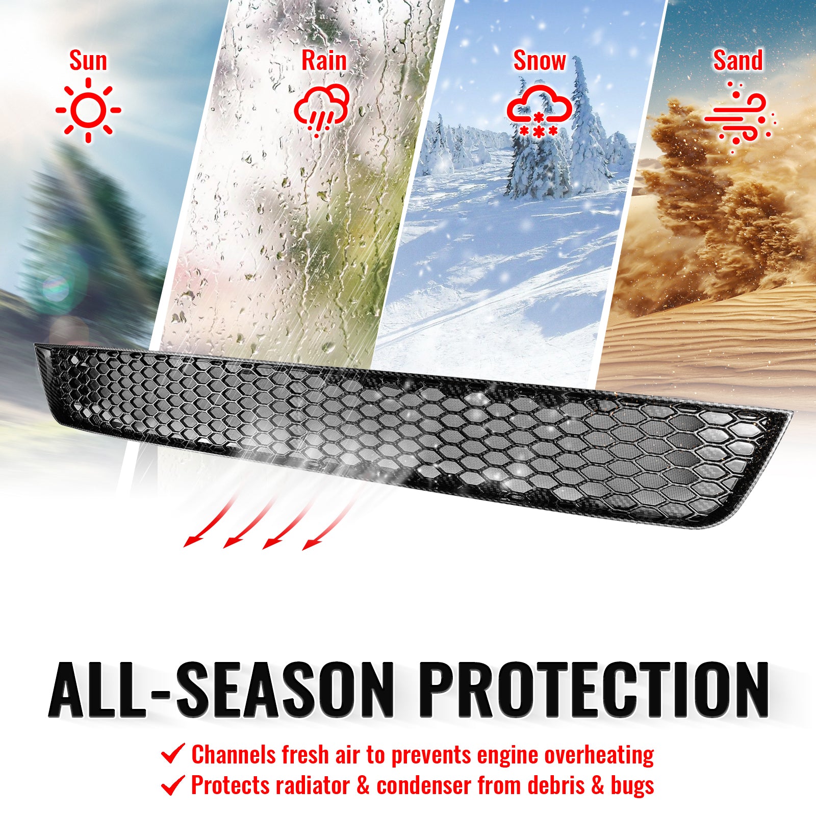Fits 08-10 Subaru Impreza WRX STI Honeycomb Style Lower Grille Carbon Fiber Look