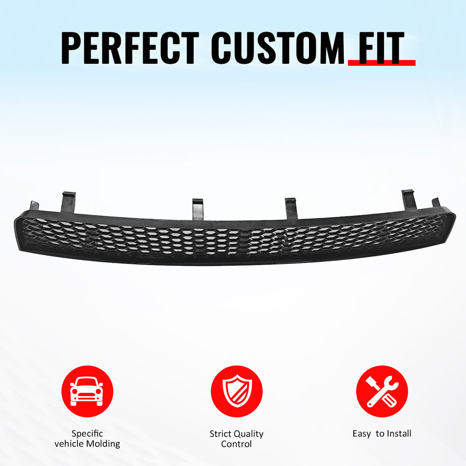 IKON MOTORSPORTS Front Lower Grille, Compatible with 2008-2010 Subaru Impreza WRX STI, Honeycomb Style Gloss Black ABS Replacement Front Bumper Grill Insect Prevention