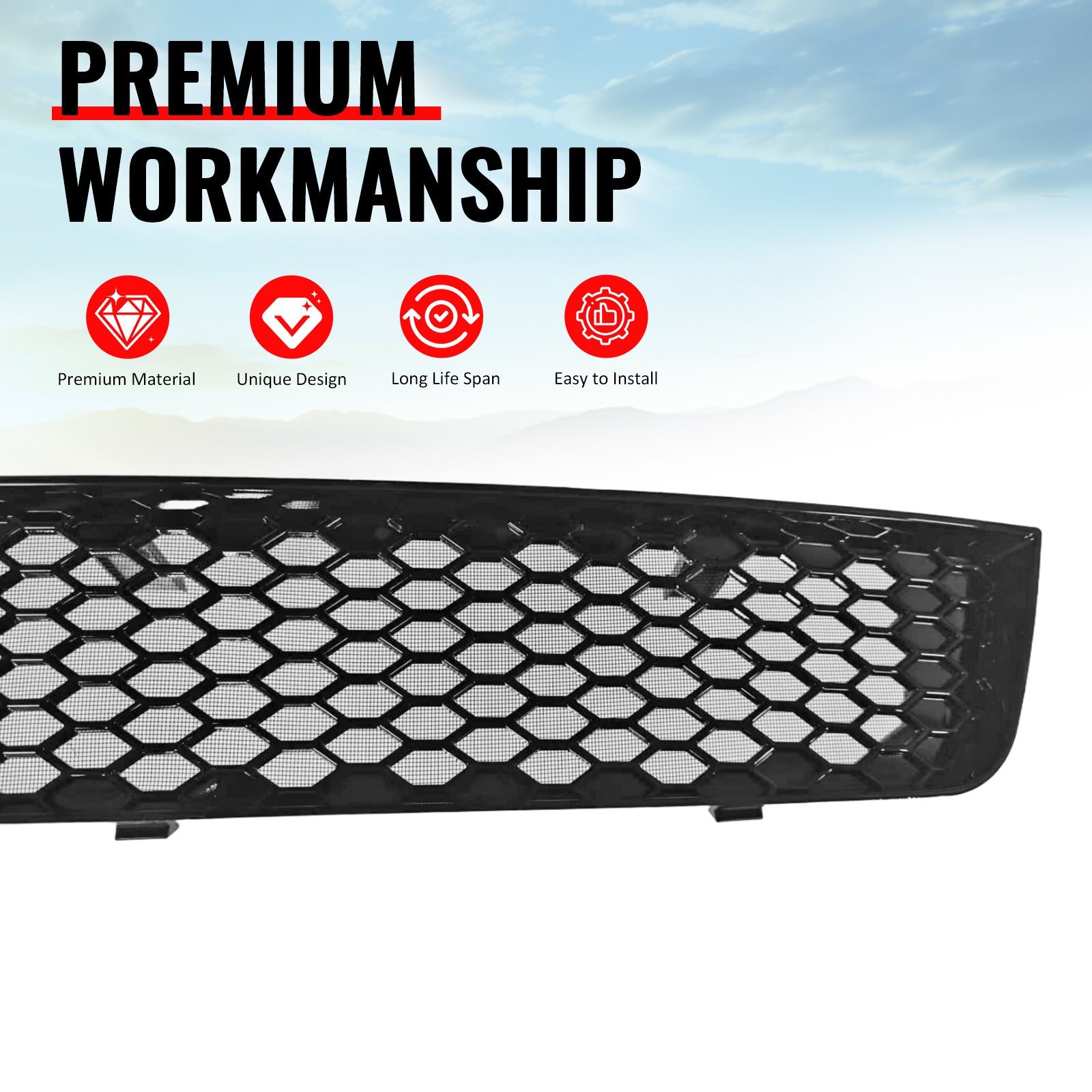 Fits 08-10 Subaru Impreza WRX STI Gloss Black Honeycomb Style Lower Grille ABS