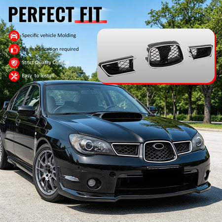 Fit 2006-2007 Subaru Impreza OE Style Gloss Black Upper Grille w/ LED Light