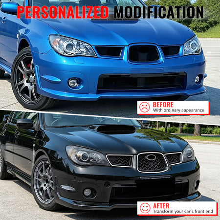 Fits 06-07 Subaru Impreza OE Style Gloss Black ABS 3PC Upper Grille w/ LED Light