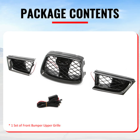 Fits 06-07 Subaru Impreza OE Style Gloss Black ABS 3PC Upper Grille w/ LED Light