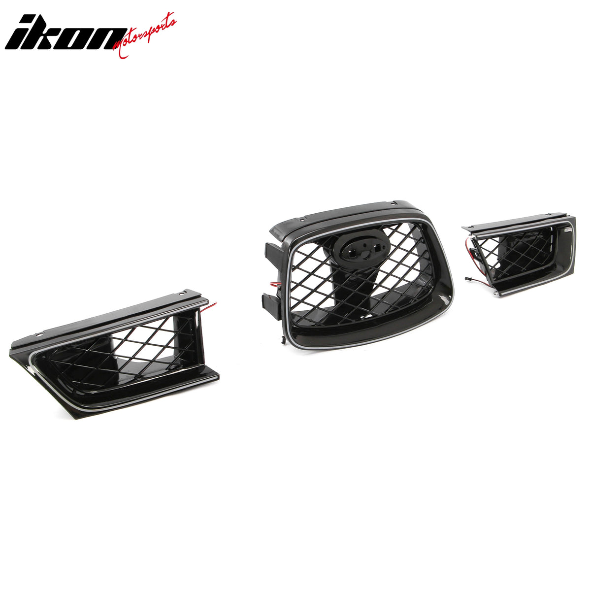 Fits 06-07 Subaru Impreza OE Style Gloss Black ABS 3PC Upper Grille w/ LED Light