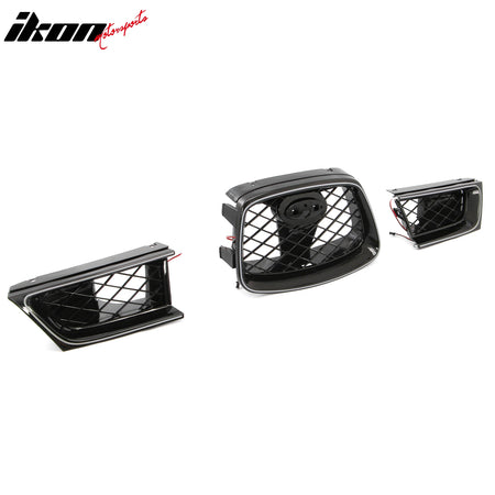 Fits 06-07 Subaru Impreza OE Style Gloss Black ABS 3PC Upper Grille w/ LED Light